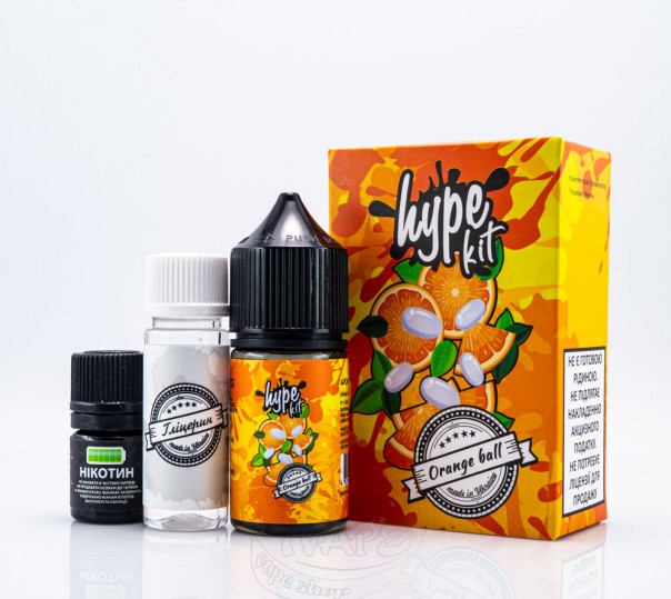 Рідина Hype Salt New Orange Ball 30ml 50mg зі смаком апельсинового тік-така (набір компонентів)