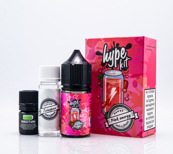 Жидкость Hype Salt New Pink Energy 30ml 25mg со вкусом клубничного энергетика (набор компонентов)