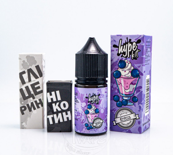 Жидкость Hype Salt New Blueberry Ice Cream 30ml 50mg со вкусом черничного мороженого (набор компонентов)