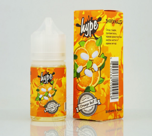 Рідина Hype Salt New Orange Ball 30ml 15mg на сольовому нікотині зі смаком апельсинового тік-така