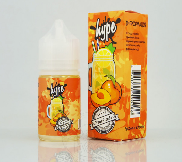 Рідина Hype Salt New Peach Soda 30ml 30mg на сольовому нікотині зі смаком персикового лимонаду