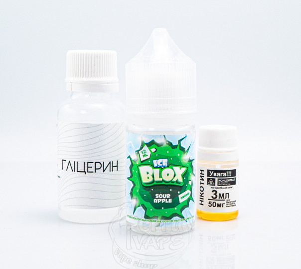 Жидкость Ice Blox Salt Sour Apple 30ml 50mg со вкусом холодного яблока (набор компонентов)