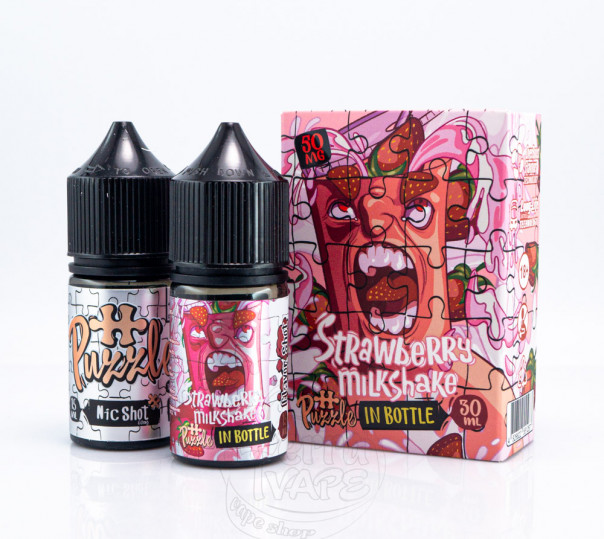 Жидкость In Bottle Puzzle Salt Strawberry Milkshake 30ml 50mg со вкусом клубничного милкшейка (набор компонентов)ї