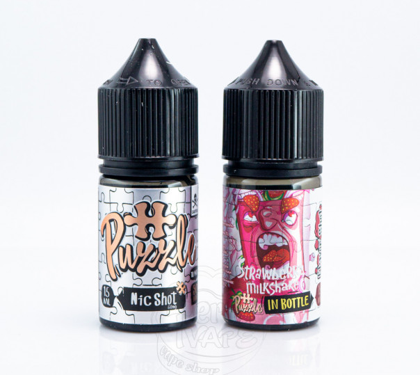 Рідина In Bottle Puzzle Salt Strawberry Milkshake 30ml 50mg зі смаком полуничного мілкшейка (набір компонентів)