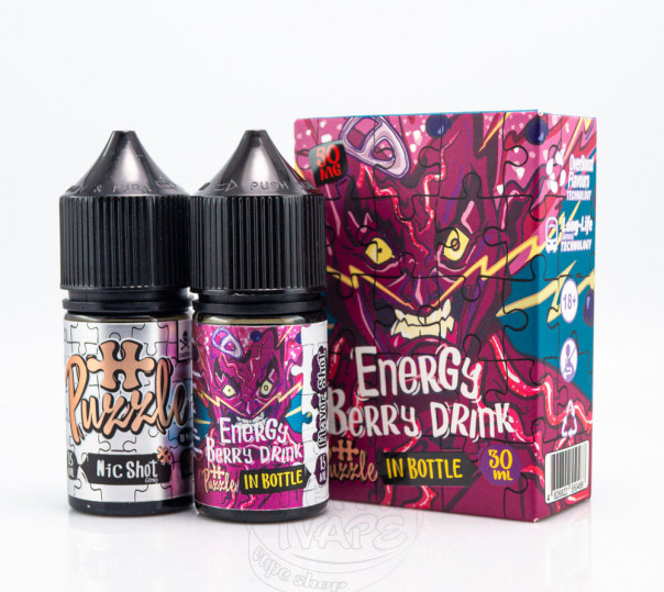 Рідина In Bottle Puzzle Salt Energy Berry Drink 30ml 50mg зі смаком ягідного енергетика (набір компонентів)