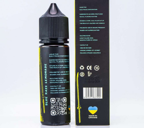 Жидкость eight by Katana Salt Blue Razz Lemonade 50ml 50mg на солевом никотине со вкусом лимонада из голубой малины