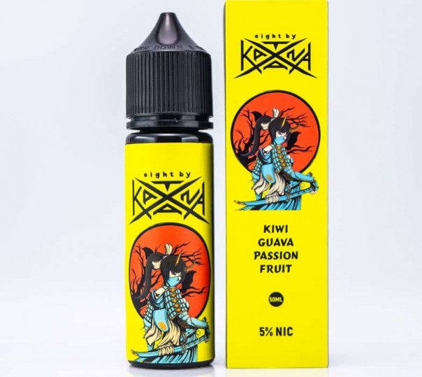 Рідина eight by Katana Salt Kiwi Guava Passion Fruit 50ml 50mg на сольовому нікотині зі смаком ківі, маракуї та гуави