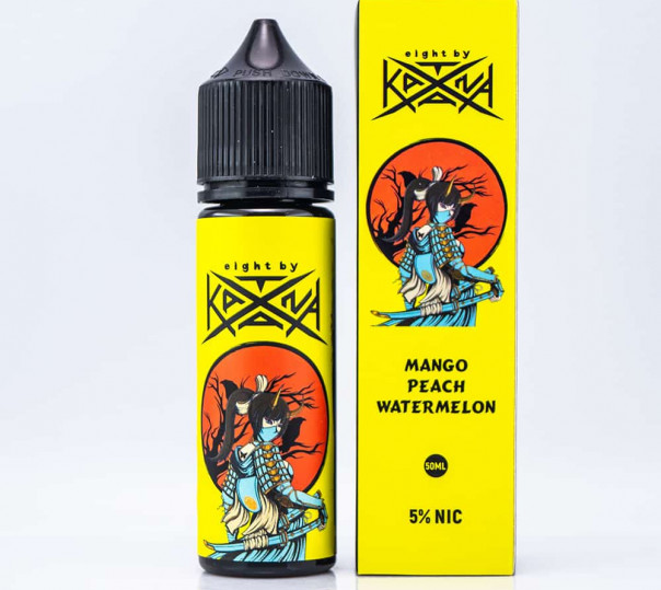 Рідина eight by Katana Salt Mango Peach Watermelon 50ml 50mg50mg на сольовому нікотині зі смаком манго, персика та кавуна