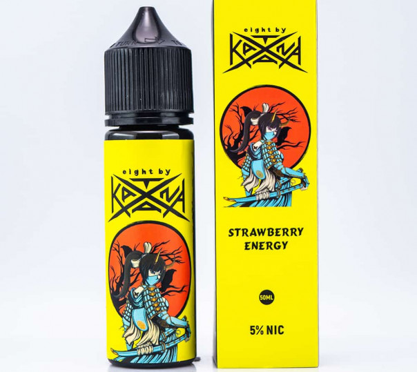 Рідина eight by Katana Salt Strawberry Energy 50ml 50mg на сольовому нікотині зі смаком полуничного енергетика