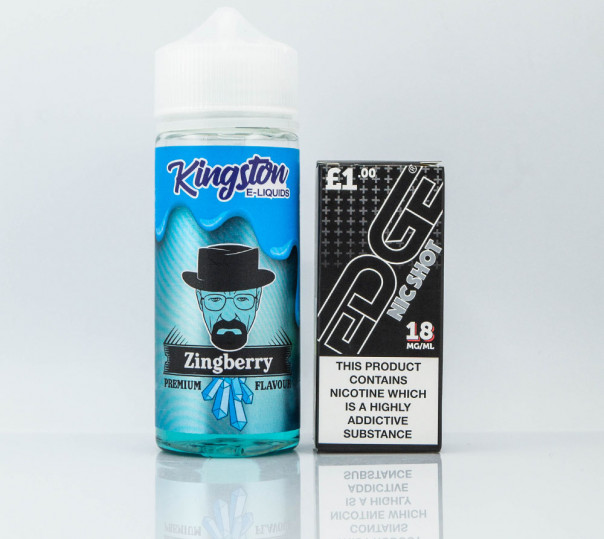 Рідина Kingston E-Liquids Organic Zingberry 100ml 0mg без нікотину зі смаком чорничного слуші з ментолом