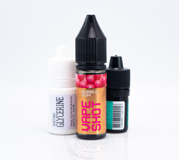 Рідина Vape Shot Salt Bubble Gum 15ml 65mg зі смаком жуйки (набір компонентів)