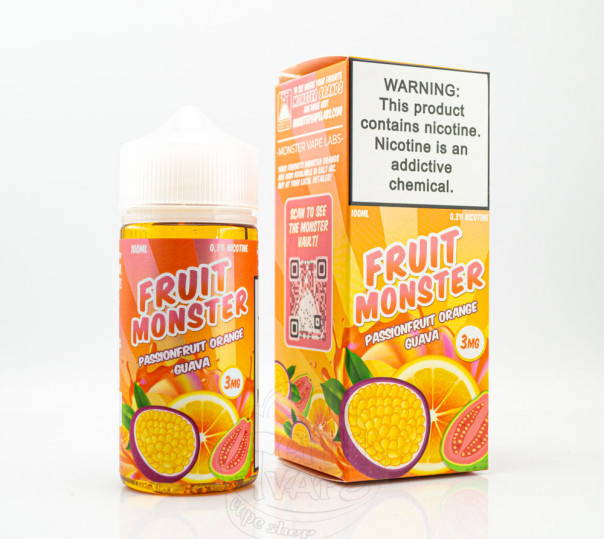 Рідина Fruit Monster Organic Passionfruit Orange Guava 100ml 3mg на органічному нікотині