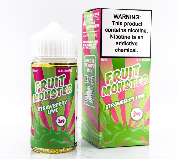 Рідина Fruit Monster Organic Strawberry Lime 100ml 3mg зі смаком полуниці та лайму