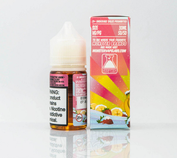 Рідина Frozen Fruit Monster Salt Strawberry Banana Ice 30ml 24mg на сольовому нікотині зі смаком банана і полуниці з холодком