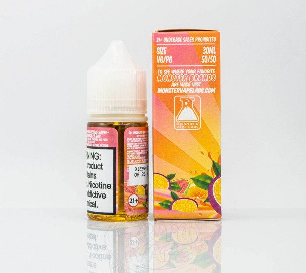 Жидкость Fruit Monster Salt Passionfruit Orange Guava 30ml 24mg на солевом никотине со вкусом маракуйи, апельсина и гуавы