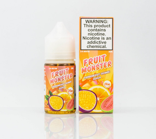 Жидкость Fruit Monster Salt Passionfruit Orange Guava 30ml 24mg на солевом никотине со вкусом маракуйи, апельсина и гуавы