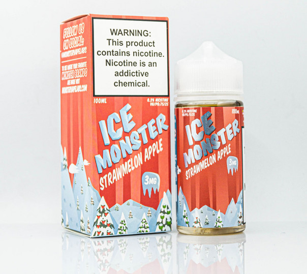 Жидкость Ice Monster Organic Strawmelon Apple 100ml 3mg на органическом никотине со вкусом клубники, арбуза и яблока с холодком