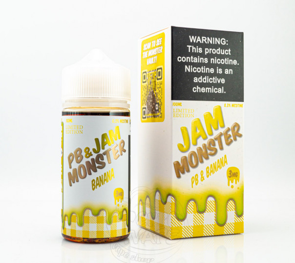 Рідина Jam Monster Organic PB&Jam Banana 100ml 3mg на органічному нікотині зі смаком бананового джему