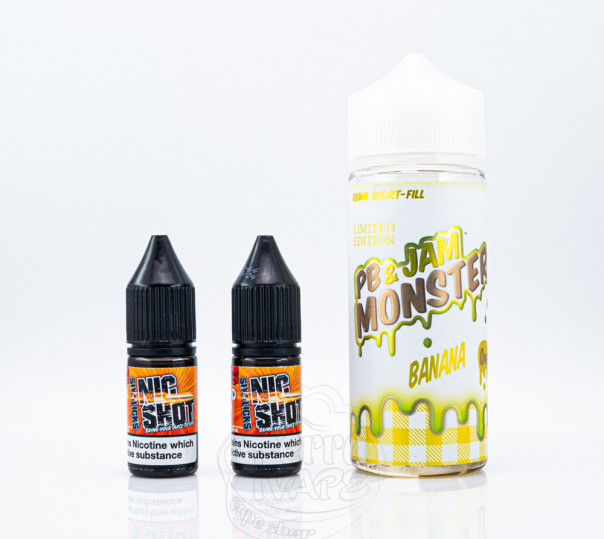 Рідина Jam Monster Organic Shortfill PB&Jam Banana 110ml 1.5mg на органічному нікотині зі смаком бананового джему