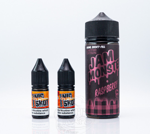 Жидкость Jam Monster Organic Shortfill Raspberry 110ml 1.5mg на органическом никотине со вкусом малинового джема