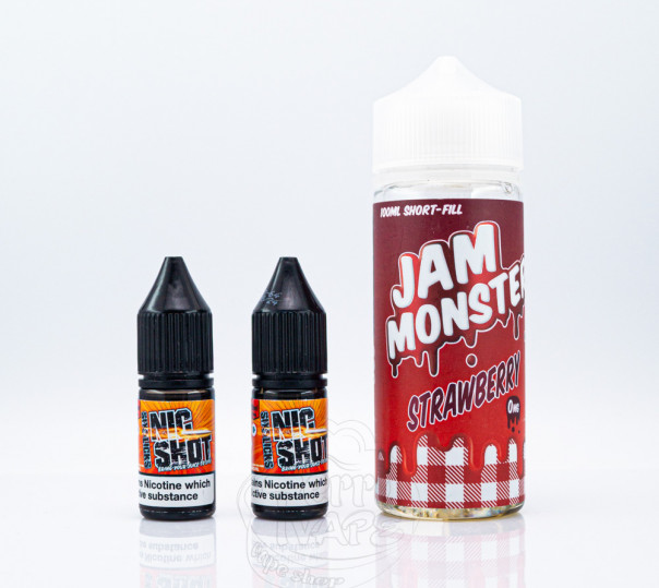 Жидкость Jam Monster Organic Shortfill Strawberry 100ml 0mg без никотина со вкусом клубничного джема