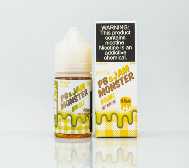 Рідина PB&Jam Monster Salt PB&Banana 30ml 24mg на сольовому нікотині зі смаком бананового джему з арахісовим маслом