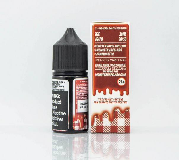 Жидкость PB&Jam Monster Salt PB&Strawberry 30ml 24mg на солевом никотине со вкусом клубничного джема с арахисовым маслом