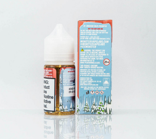 Рідина Ice Monster Salt Strawmelon Apple 30ml 24mg на сольовому нікотині зі смаком полуниці, кавуна і яблука з холодком