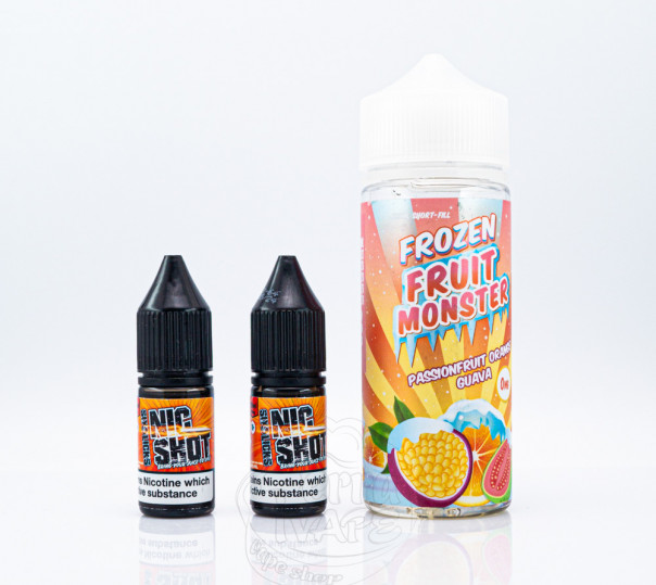 Жидкость Frozen Fruit Monster Organic Shortfill PassionFruit Orange Guava Ice 100ml 0mg без никотина со вкусом маракуйи, апельсина и гуавы