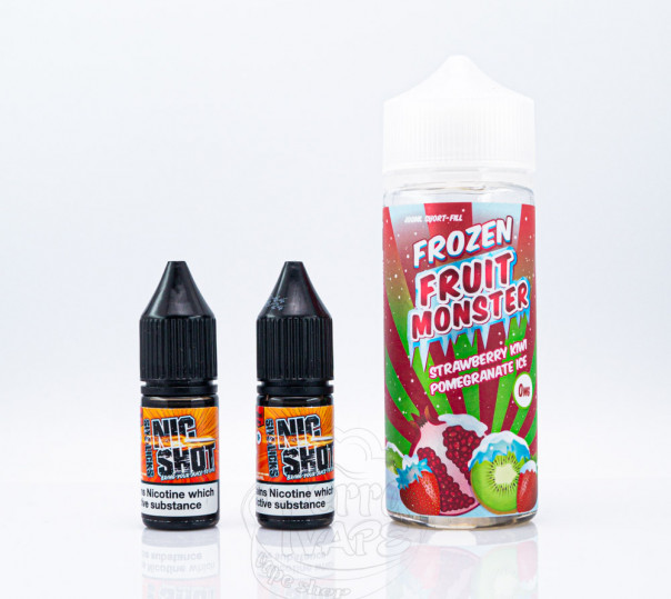 Рідина Frozen Fruit Monster Organic Shortfill Strawberry Kiwi Pomegranate Ice 120ml 3mg на органічному нікотині зі смаком ківі, граната та полуниці