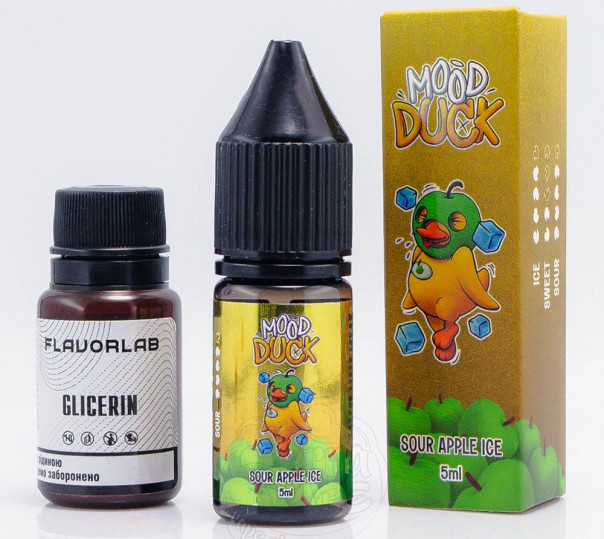 Жидкость MoodDuck Salt Sour Apple Ice 10ml 50mg со вкусом кислого яблока с холодком (набор компонентов)