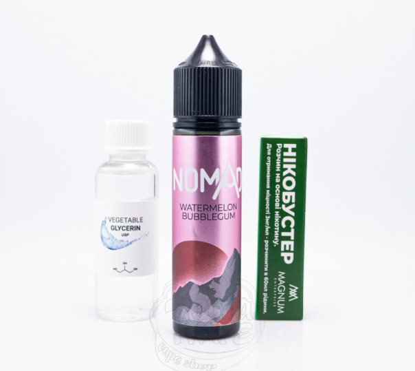 Рідина Nomad Organic Watermelon Bubblegum 60ml 6mg зі смаком кавунової жуйки (набір компонентів)