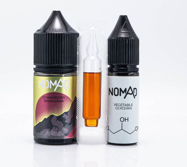 Рідина Nomad Salt Strawberry Bananana 30ml 0mg зі смаком банана та полуниці (набір компонентів)