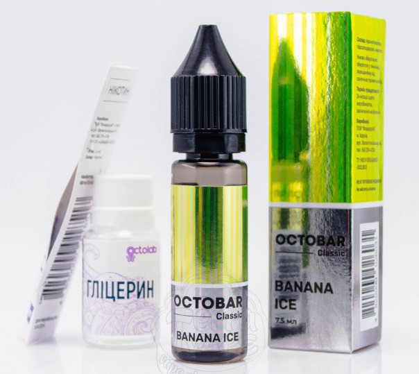 Жидкость Octobar Classic Banana Ice Salt 15ml 50mg со вкусом банана со льдом (набор компонентов)