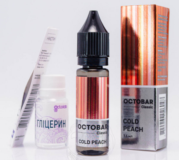 Жидкость Octobar Classic Cold Peach Salt 15ml 50mg со вкусом персика и нектарина (набор компонентов)