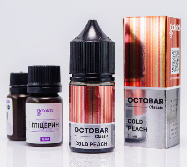 Жидкость Octobar Classic Cold Peach Salt 30ml 50mg со вкусом персика и нектарина с холодком (набор компонентов)