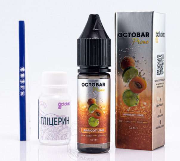 Жидкость Octobar Prime Salt Apricot Lime 15ml 50mg со вкусом абрикоса и лайма (набор компонентов)