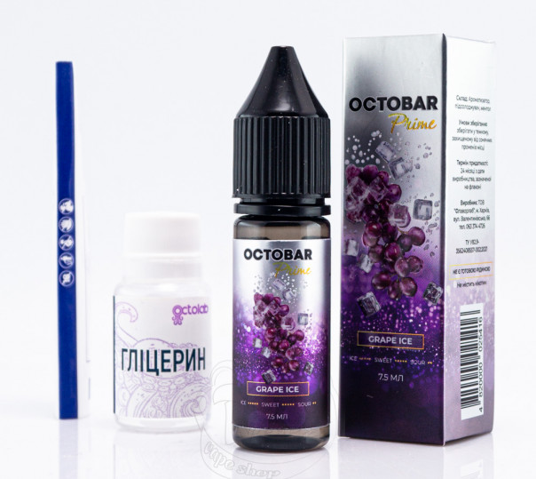 Жидкость Octobar Prime Salt Grape Ice 15ml 50mg со вкусом винограда с холодком (набор компонентов)