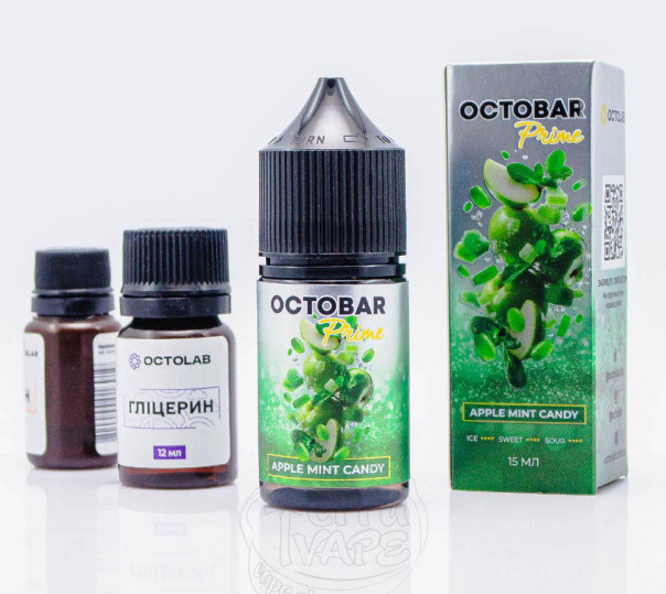 Жидкость Octobar Prime Salt Apple Mint Candy 30ml 50mg со вкусом яблочно-мятного леденца (набор компонентов)