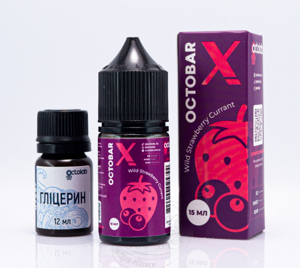 Рідина Octobar X Salt Wild Strawberry Currant 30ml 50mg зі смаком суниці та смородини з холодком (набір компонентів)