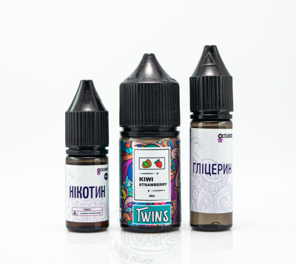 Ріідина Twins Salt Kiwi Strawberry 30ml 50mg зі смаком полуниці та ківі (набір компонентів)