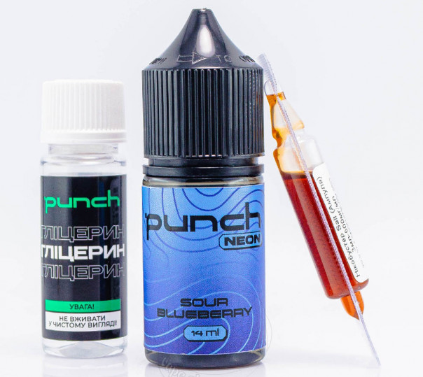 Рідина Punch Neon Salt Sour Blueberry 30ml 50mg зі смаком кислої чорниці (набір компонентів)