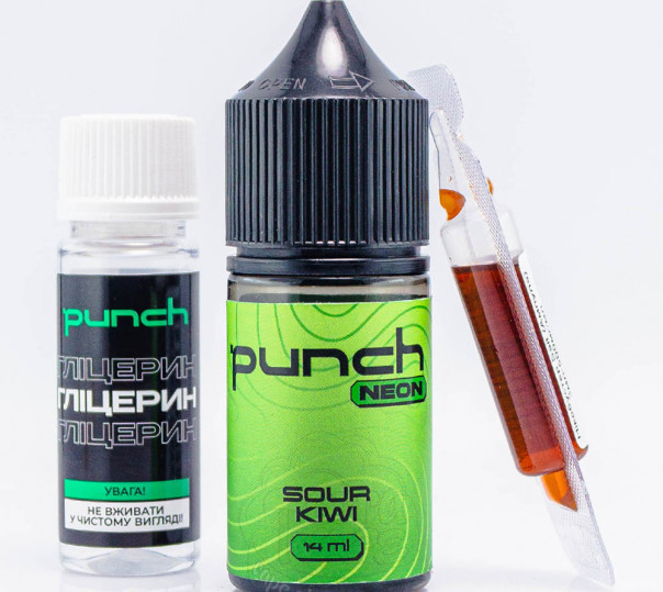 Рідина Punch Neon Salt Sour Kiwi 30ml 50mg зі смаком кислого ківі (набір компонентів)