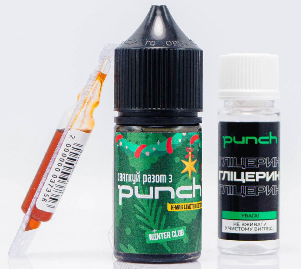 Рідина Punch X-mas Edition Salt Winter Club 30ml 50mg зі смаком малини, лайму та хвої (набір компонентів)