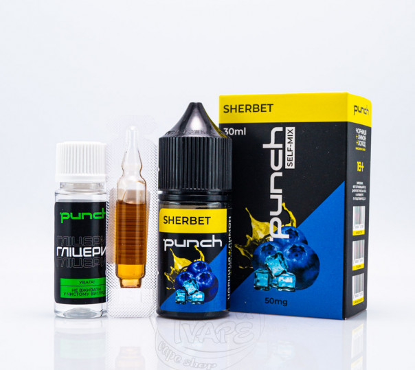 Рідина Punch Salt Sherbet 30ml 65mg зі смаком чорнично-лимонного щербету (набір компонентів)