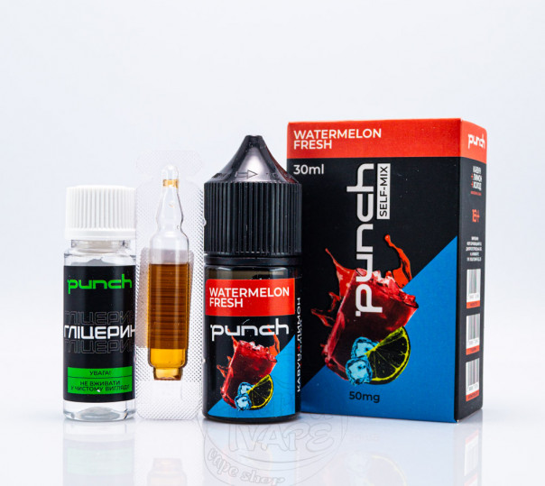 Рідина Punch Salt Watermelon Fresh 30ml 65mg зі смаком лимону та кавуна (набір компонентів)