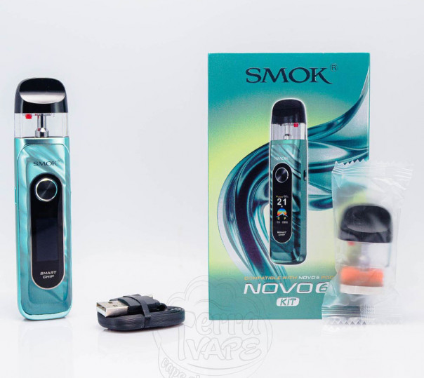 Smok Novo 6 Pod System Kit 1700mAh Mineral Green Багаторазова POD система Smok Novo 6 Pod System Kit 1700mAh Mineral Green Багаторазова POD система