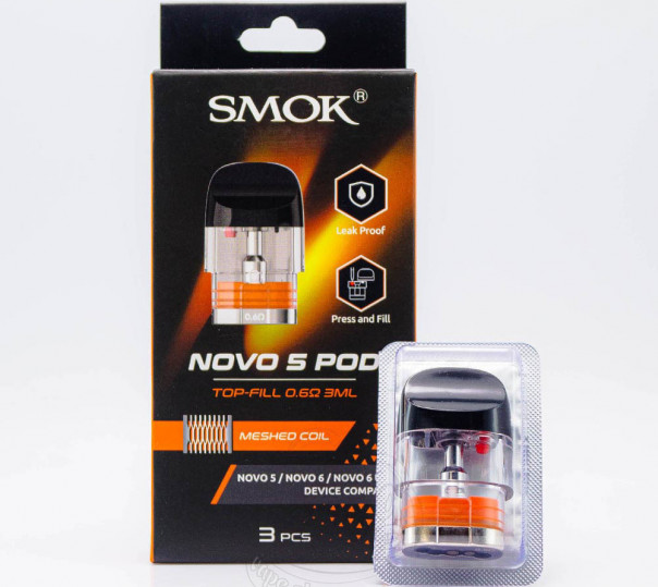 Картридж SMOK Novo 5 Pod Cartridge 3ml 0.6 Ом для багаторазової POD системи Novo 5 Pod Kit
