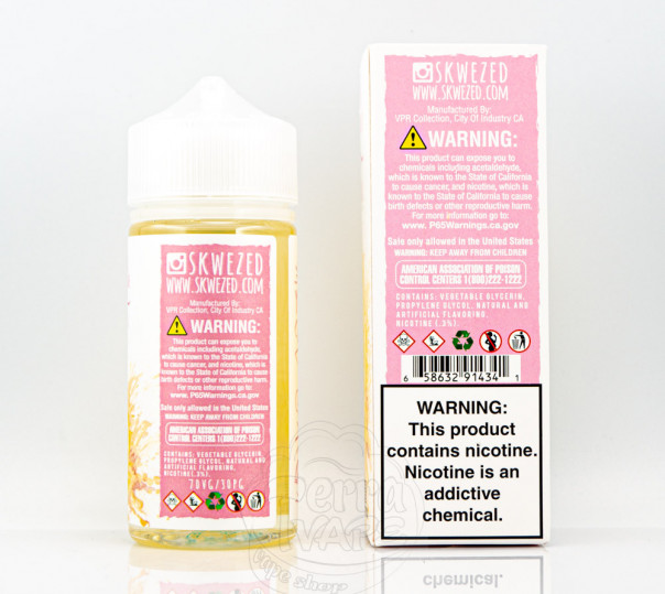 Рідина Skwezed Organic Pink Lemonade 100ml 3mg на органічному нікотині зі смаком рожевого лимонаду