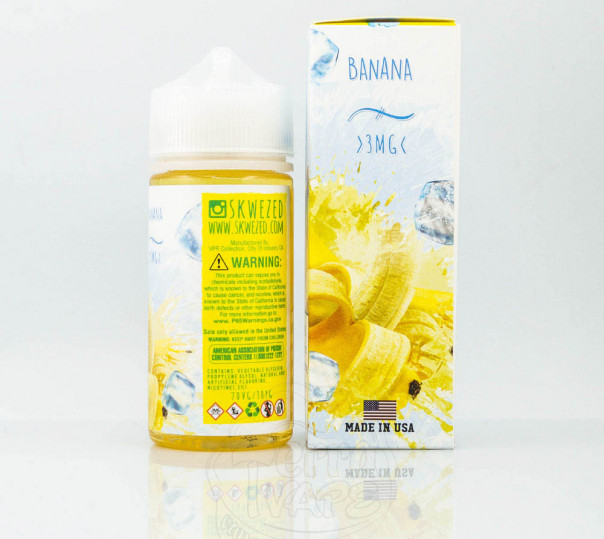 Рідина Skwezed Organic Banana Ice 100ml 3mg на органічному нікотині зі смаком банана з холодком